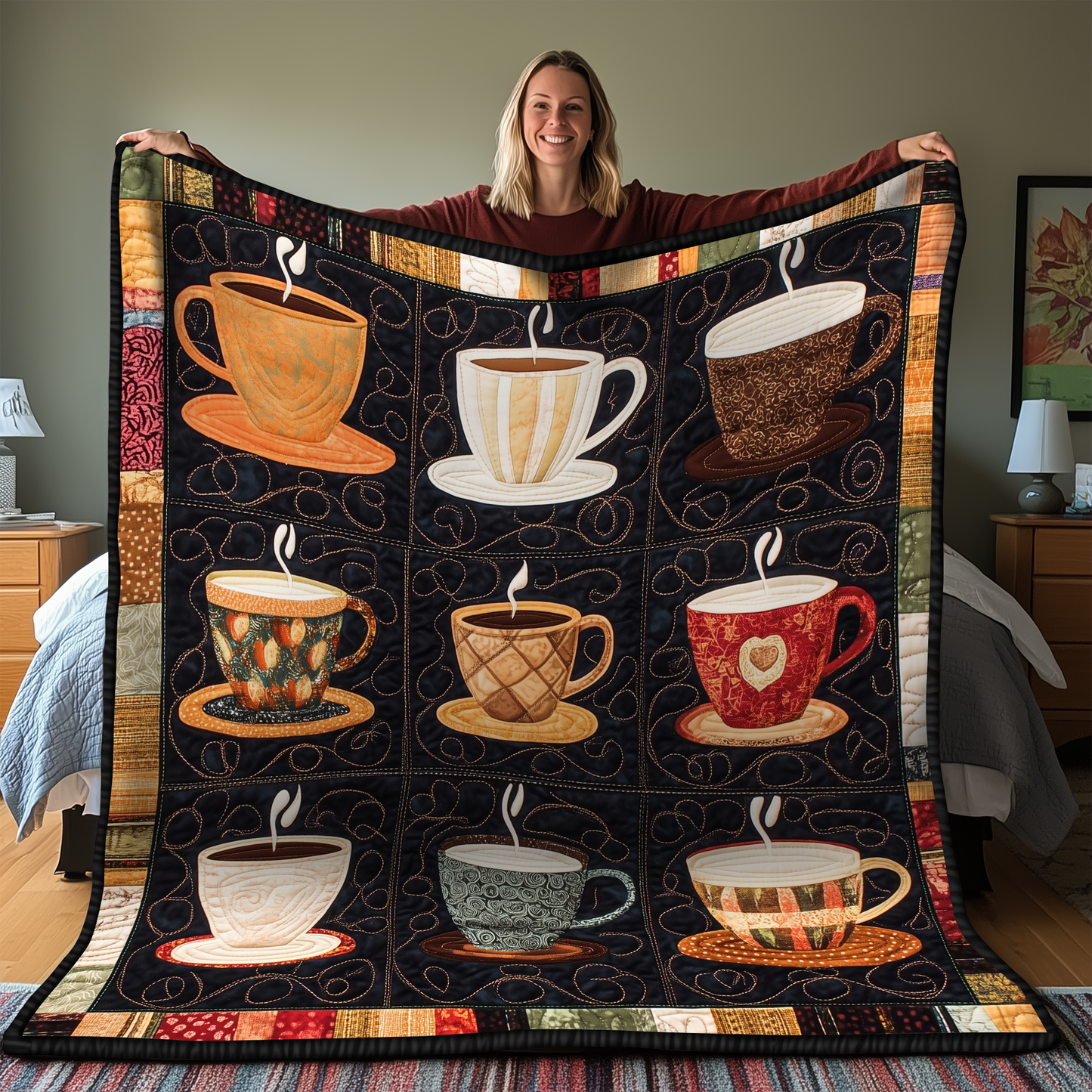 Coffee Cup Quilted Blanket GFTONL2006