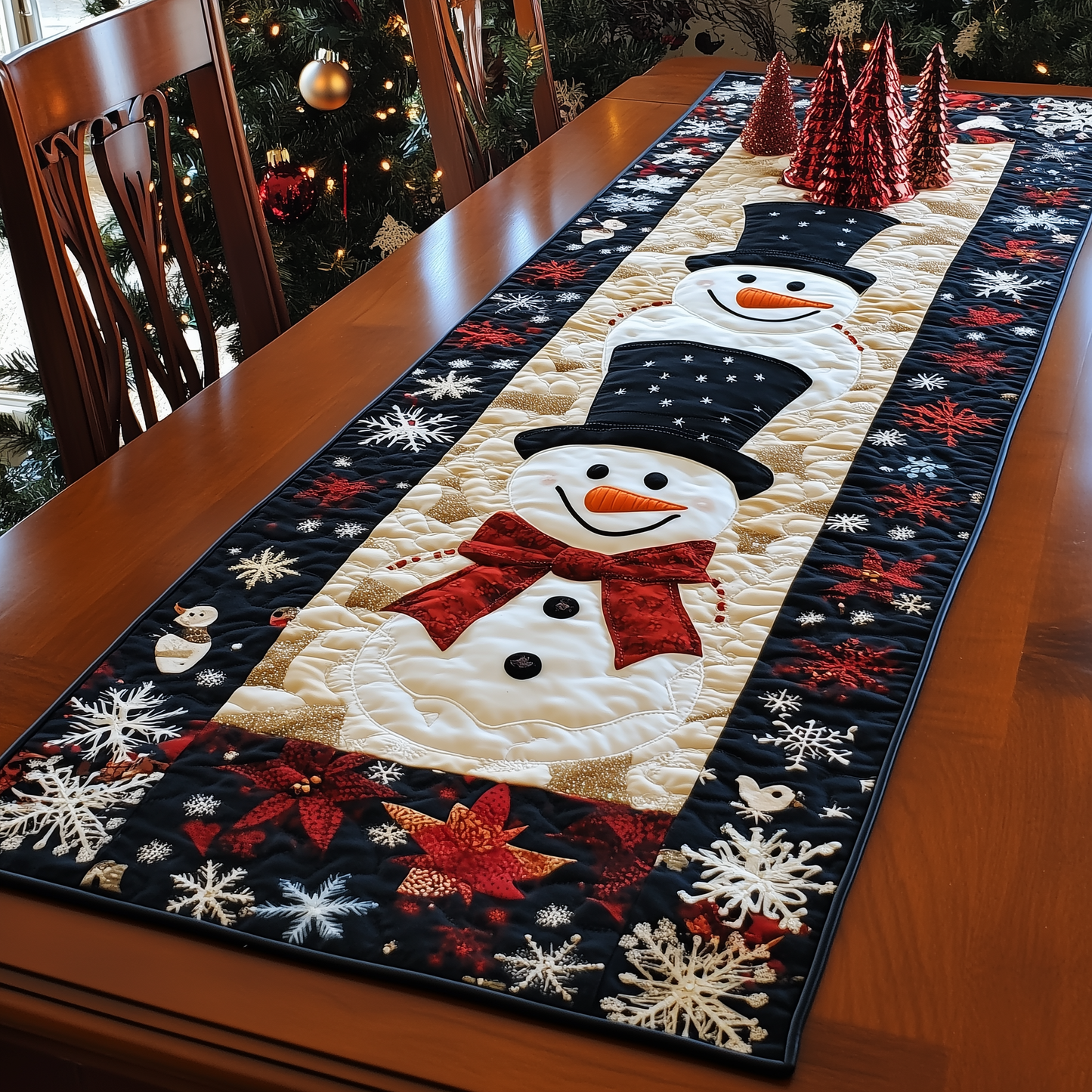 Cheerful Snowman Quilted Table Runner GFTONL252