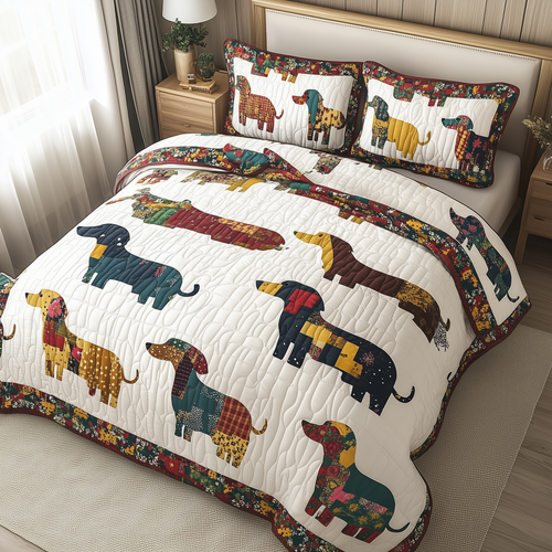 Dachshund 3-Piece Quilted Bedding Set GFTONL812