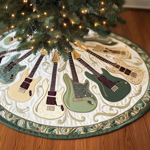 Cheerful Swirl Guitars Quilted Tree Skirt GFTOTL1118