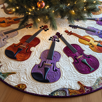 Festive Purple Violins Quilted Tree Skirt GFTOTL1126