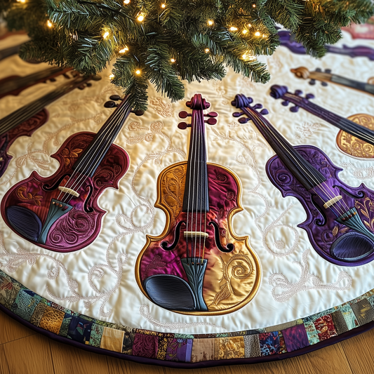 Festive Purple Violins Quilted Tree Skirt GFTOTL1127