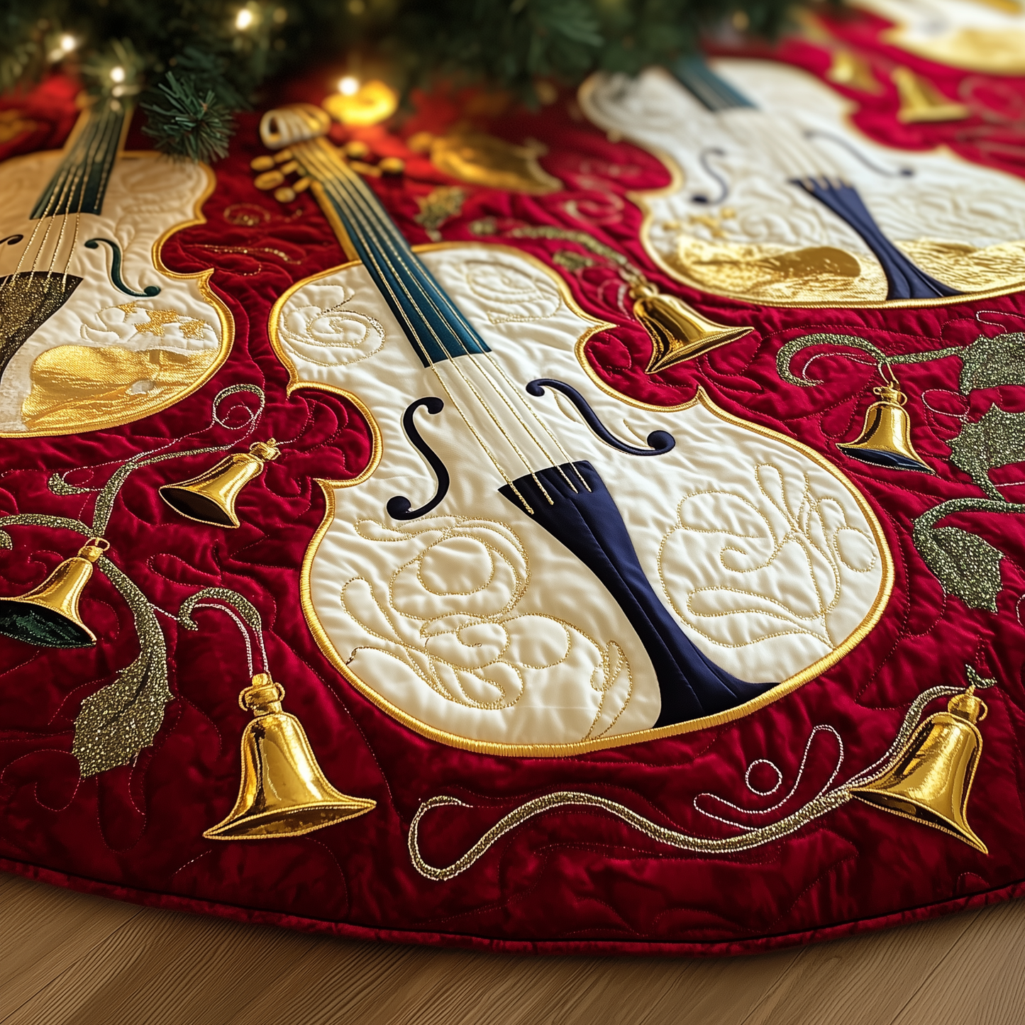 Festive Violins Quilted Tree Skirt GFTOTL1152