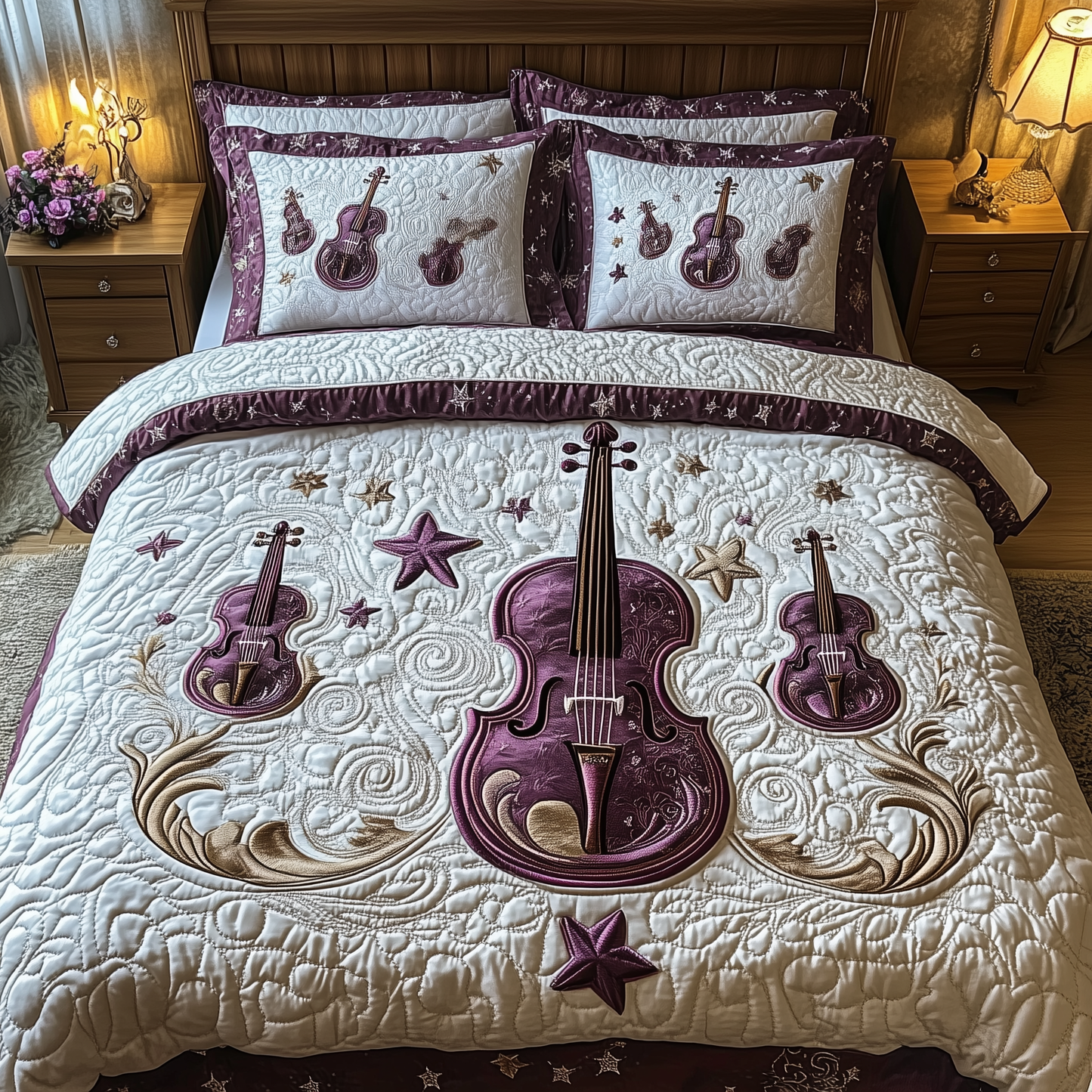 Festive String 3-Piece Quilted Bedding Set GFTOTL1455