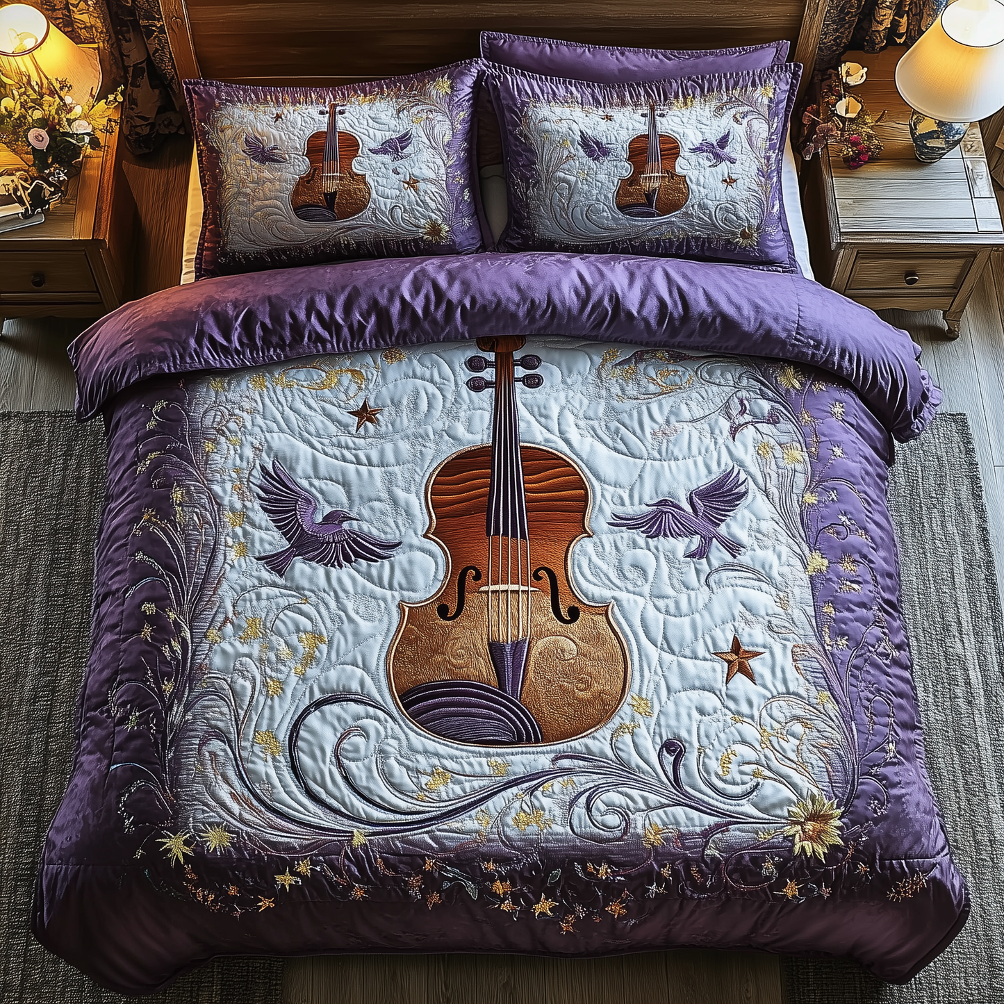 Festive String 3-Piece Quilted Bedding Set GFTOTL1459