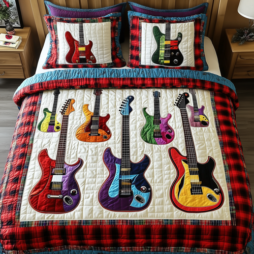 Electric Guitar Collection 3-Piece Quilted Bedding Set GFTOTL1680