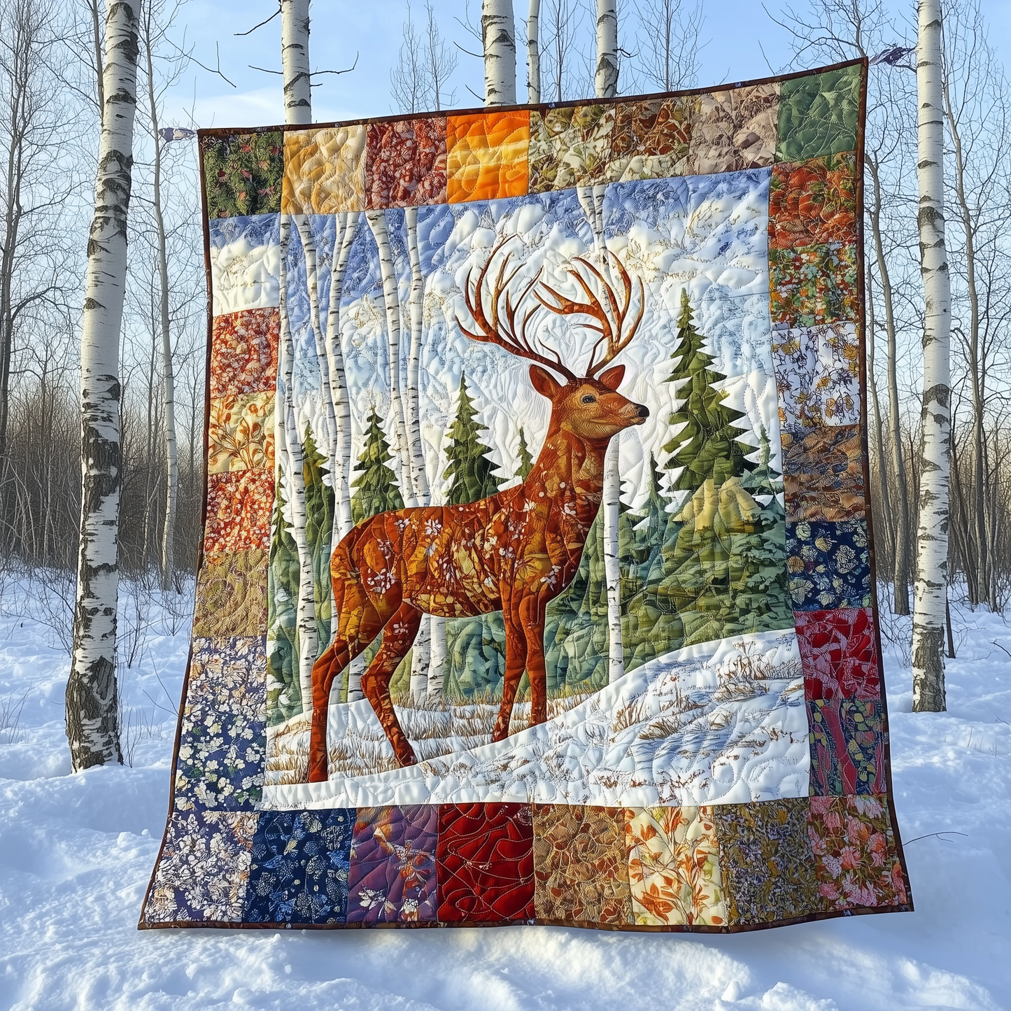 Winter Deer Quilted Blanket GFTOTL1945