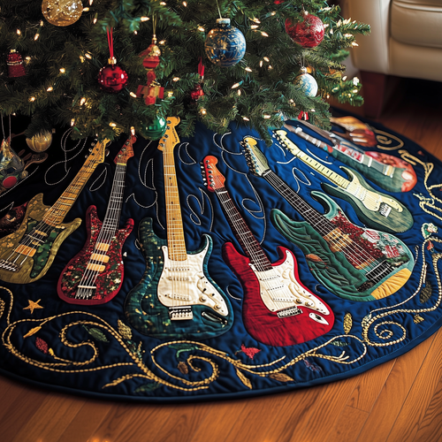 Christmas Swirl Guitar Quilted Tree Skirt GFTOTP139