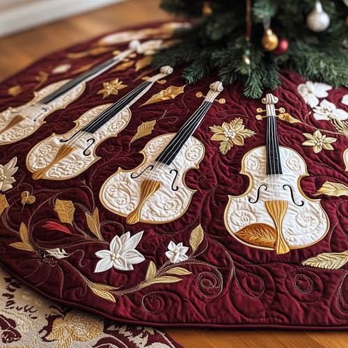 Christmas Elegant Violin Quilted Tree Skirt GFTOTP1580