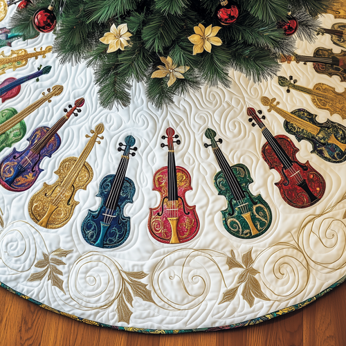 Christmas Elegant Violin Quilted Tree Skirt GFTOTP1586