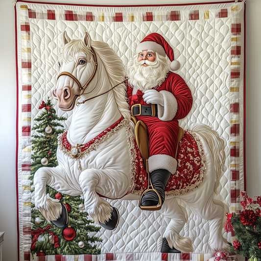 Horse Riding With Santa Claus Quilted Blanket GFTOTP1659