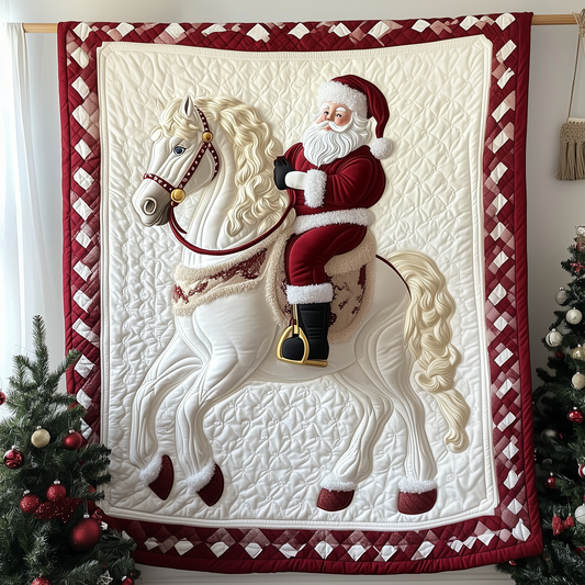 Horse Riding With Santa Claus Quilted Blanket GFTOTP1660