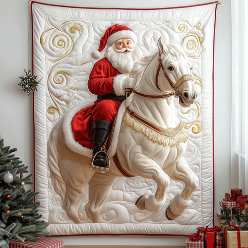 Horse Riding With Santa Claus Quilted Blanket GFTOTP1662