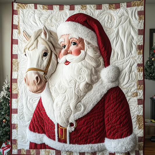 Horse Riding With Santa Claus Quilted Blanket GFTOTP1663