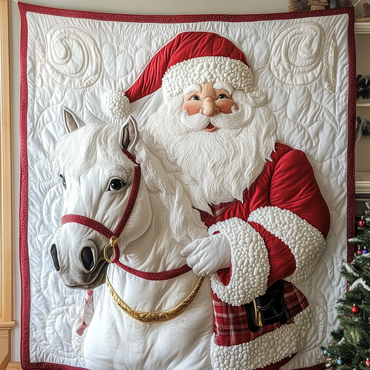 Horse Riding With Santa Claus Quilted Blanket GFTOTP1664