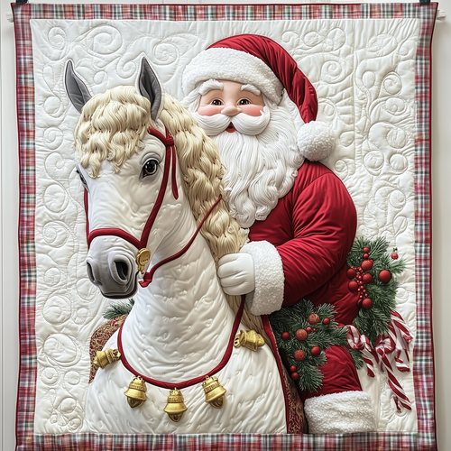 Horse Riding With Santa Claus Quilted Blanket GFTOTP1665