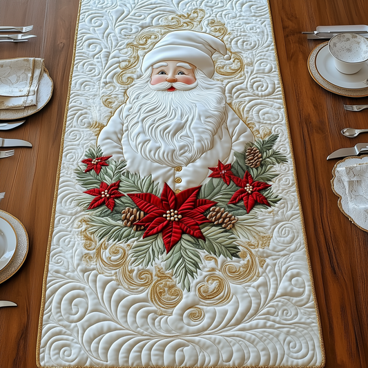 Elegant White Santa Claus Quilted Table Runner GFTOTP1681