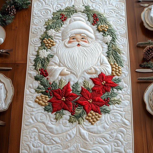 Elegant White Santa Claus Quilted Table Runner GFTOTP1682