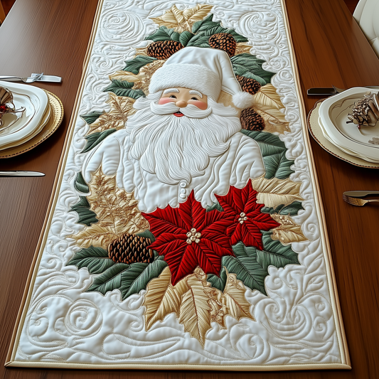 Elegant White Santa Claus Quilted Table Runner GFTOTP1683