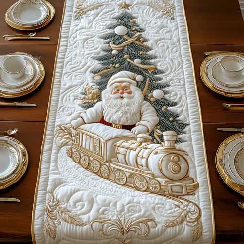 Elegant White Santa Claus Quilted Table Runner GFTOTP1685