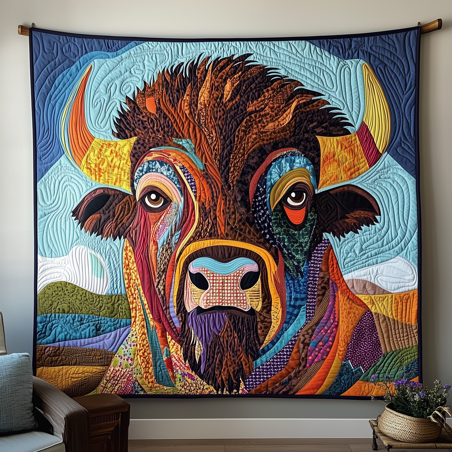 Vibrant Bison Embrace Quilted Blanket GFTOTP2233