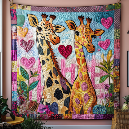 Whimsical Giraffe Couple Quilted Blanket GFTOTP2248