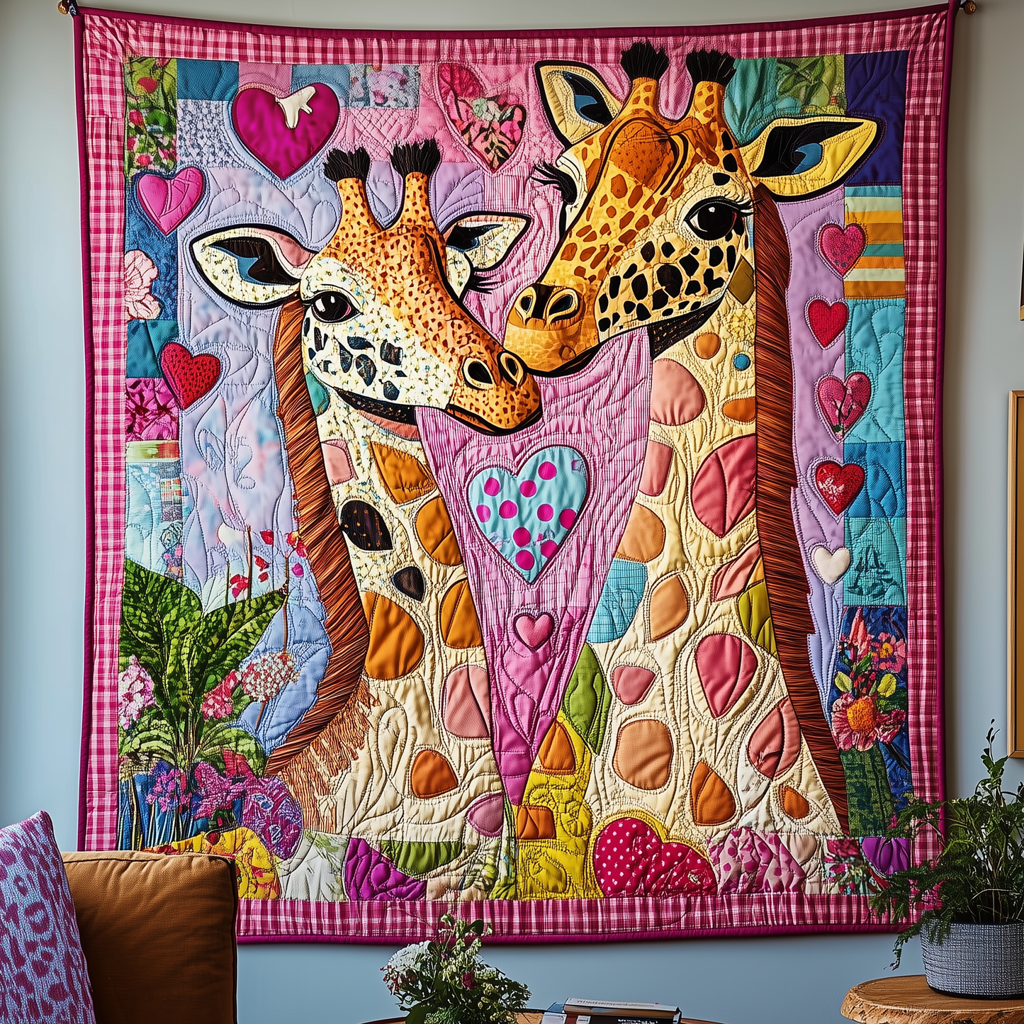 Whimsical Giraffe Couple Quilted Blanket GFTOTP2249