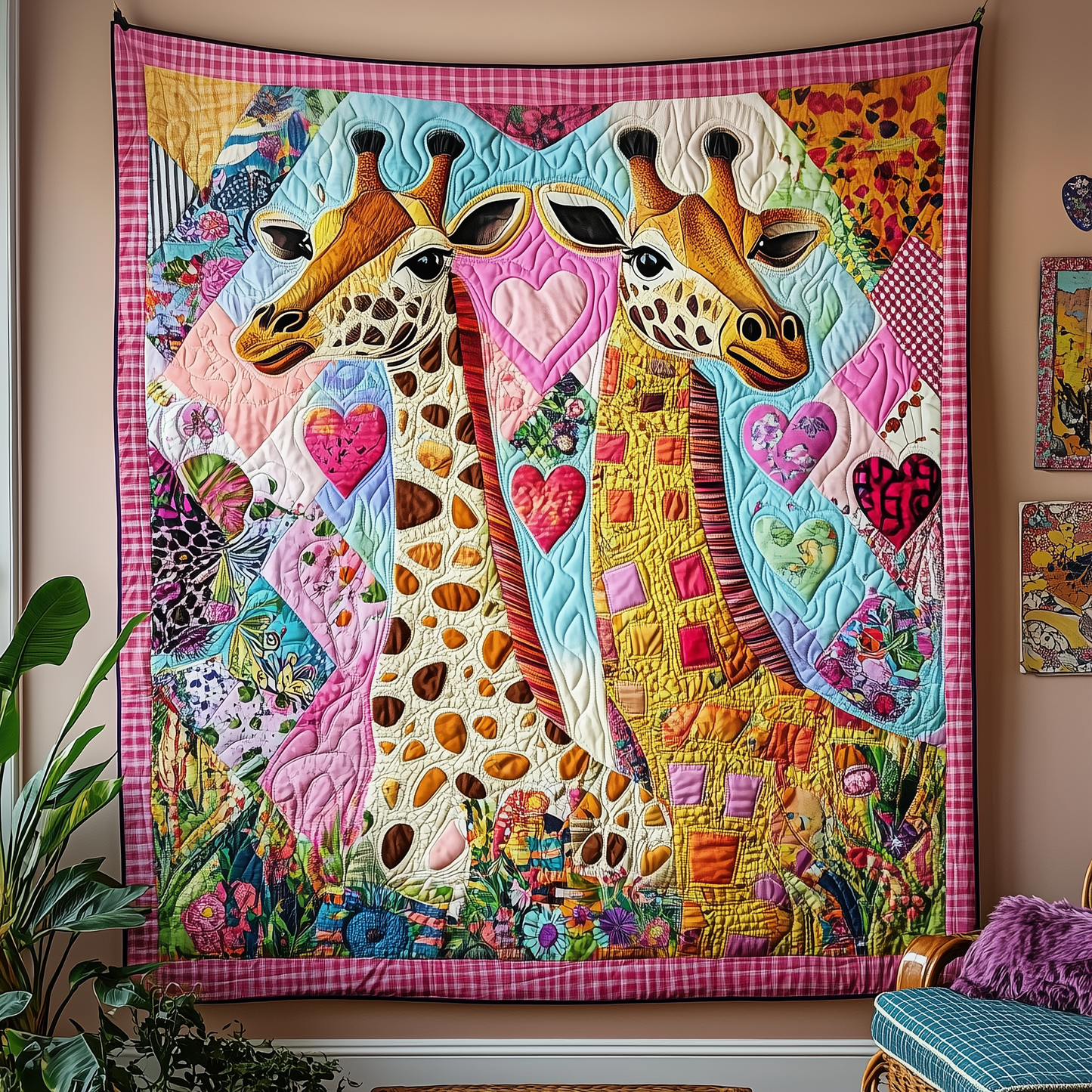 Whimsical Giraffe Couple Quilted Blanket GFTOTP2250