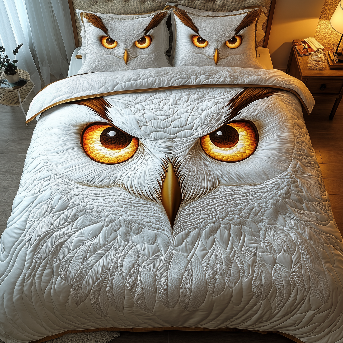 Snowy Owl 3-Piece Quilted Bedding Set GFTOTP2257