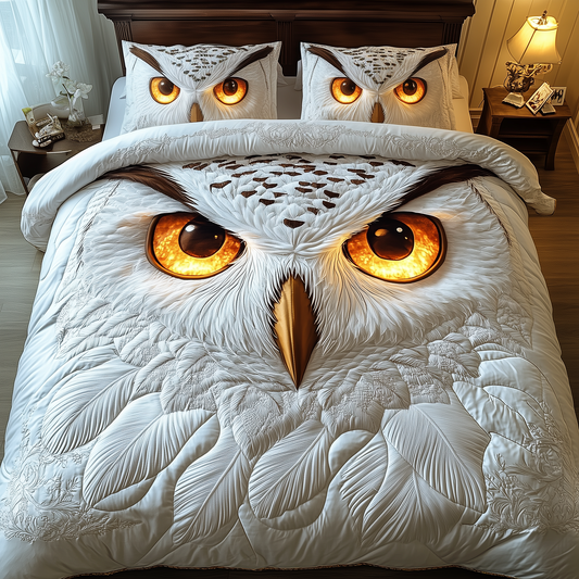 Snowy Owl 3-Piece Quilted Bedding Set GFTOTP2258