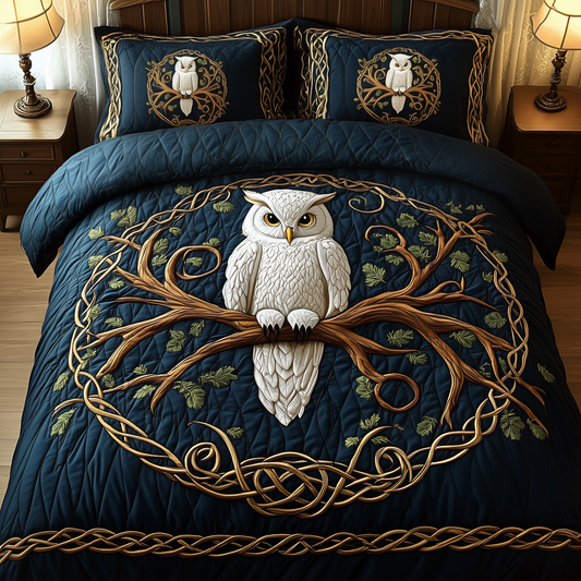 Snowy Owl 3-Piece Quilted Bedding Set GFTOTP2261