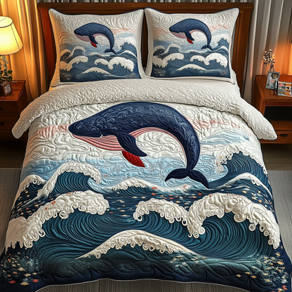 Whale Serenity 3-Piece Quilted Bedding Set GFTOTP2273