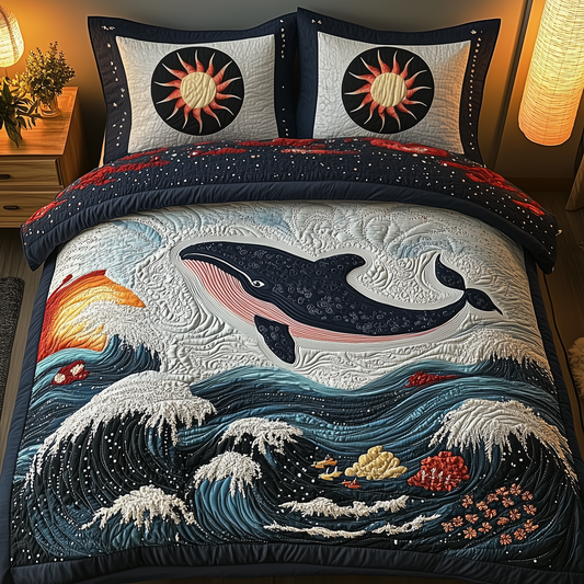 Whale Serenity 3-Piece Quilted Bedding Set GFTOTP2274