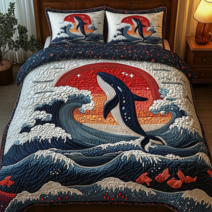 Whale Serenity 3-Piece Quilted Bedding Set GFTOTP2275