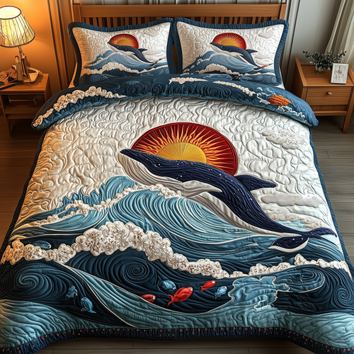 Whale Serenity 3-Piece Quilted Bedding Set GFTOTP2277