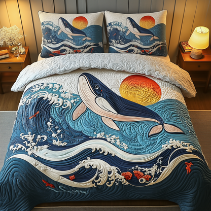 Whale Serenity 3-Piece Quilted Bedding Set GFTOTP2278