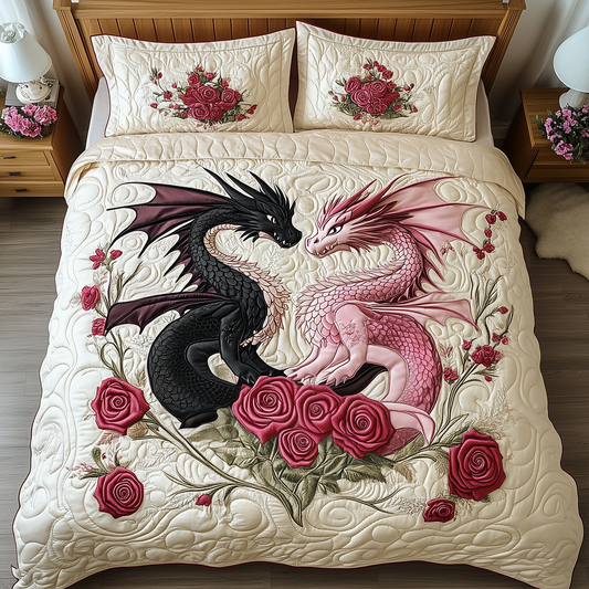 Dragon Love Affair 3-Piece Quilted Bedding Set GFTOTP2285