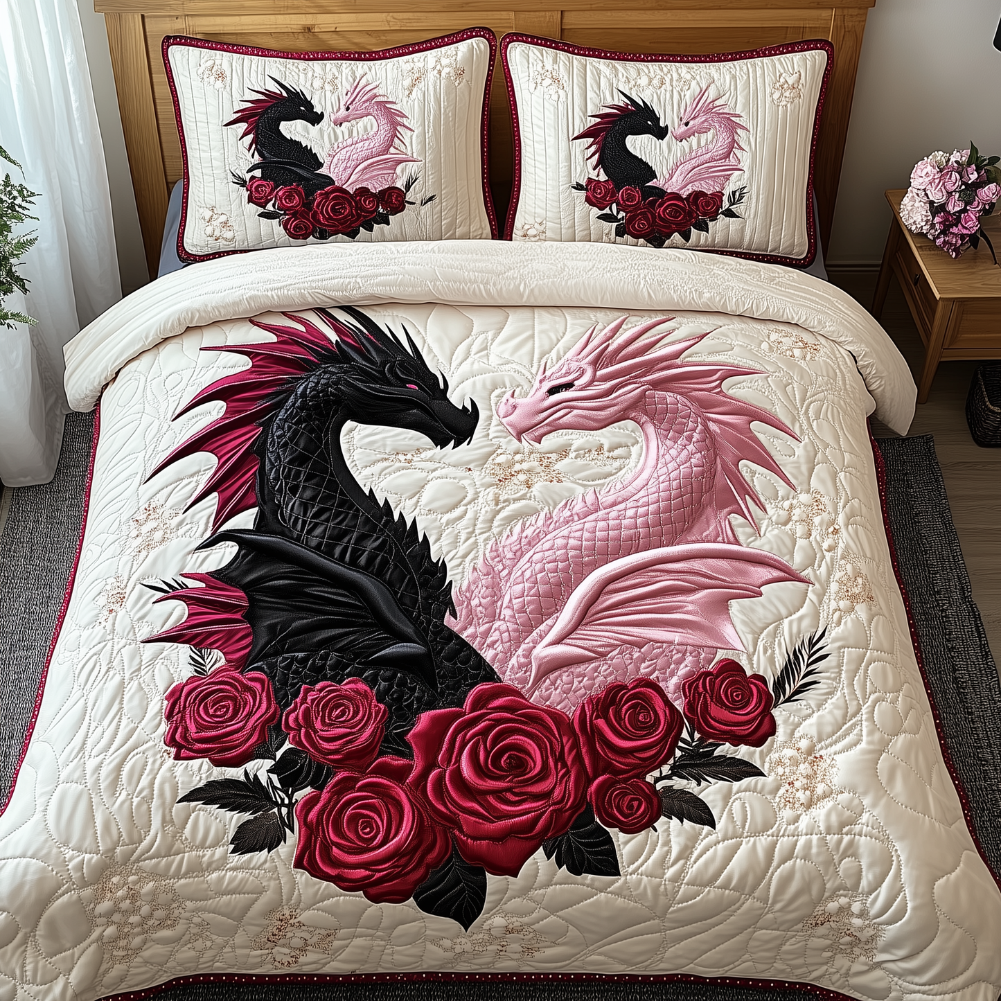 Dragon Love Affair 3-Piece Quilted Bedding Set GFTOTP2286