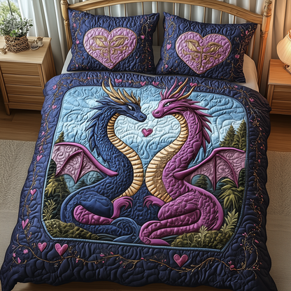 Dragon Love Affair 3-Piece Quilted Bedding Set GFTOTP2289