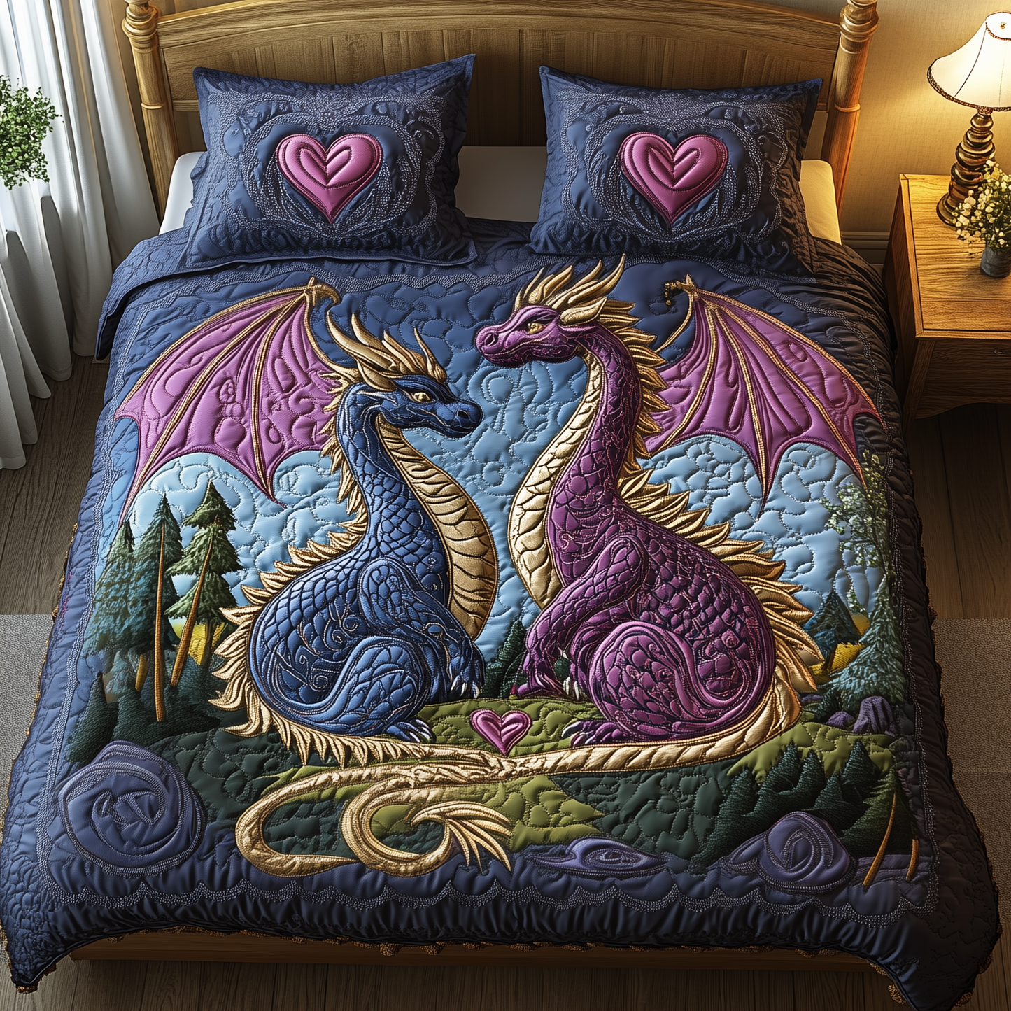 Dragon Love Affair 3-Piece Quilted Bedding Set GFTOTP2290