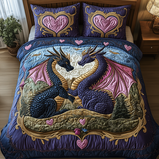 Dragon Love Affair 3-Piece Quilted Bedding Set GFTOTP2291