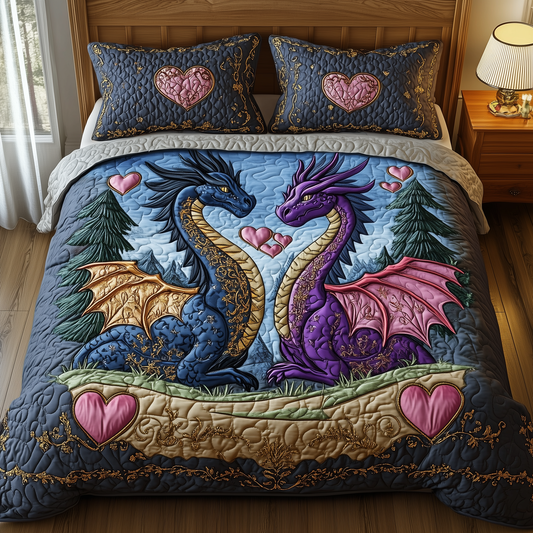 Dragon Love Affair 3-Piece Quilted Bedding Set GFTOTP2292