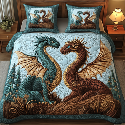 Dragon Love Affair 3-Piece Quilted Bedding Set GFTOTP2293