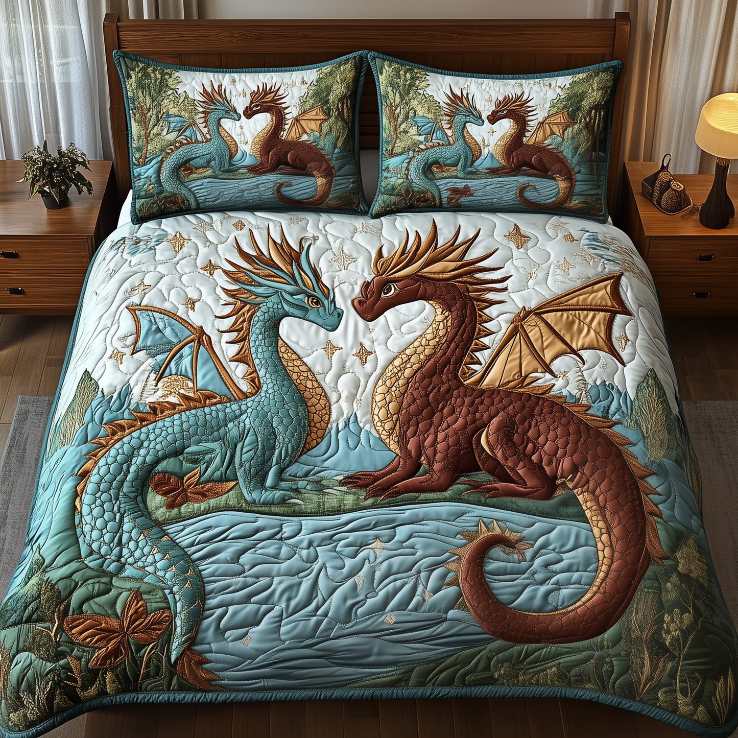 Dragon Love Affair 3-Piece Quilted Bedding Set GFTOTP2294