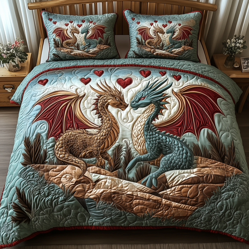 Dragon Love Affair 3-Piece Quilted Bedding Set GFTOTP2295