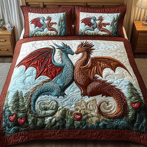 Dragon Love Affair 3-Piece Quilted Bedding Set GFTOTP2296