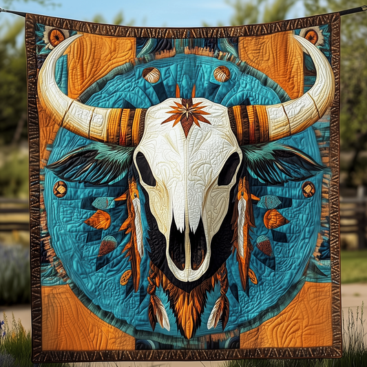 Native Bull Skull Quilted Blanket GFTOTP2344