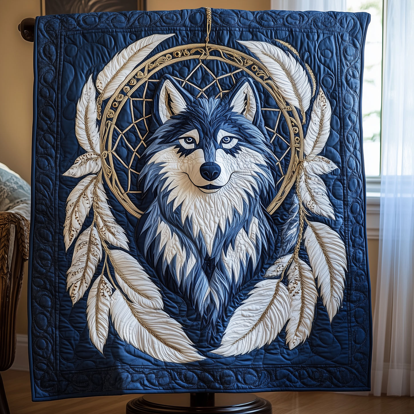 Native Wolf Quilted Blanket GFTOTP2356