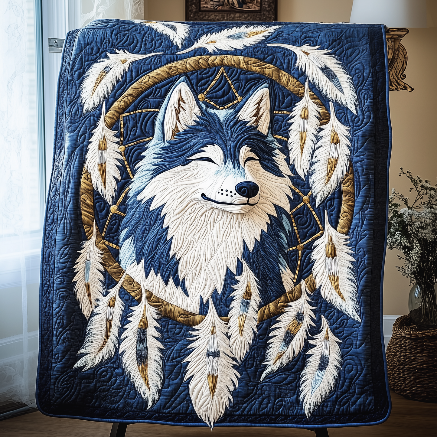 Native Wolf Quilted Blanket GFTOTP2357