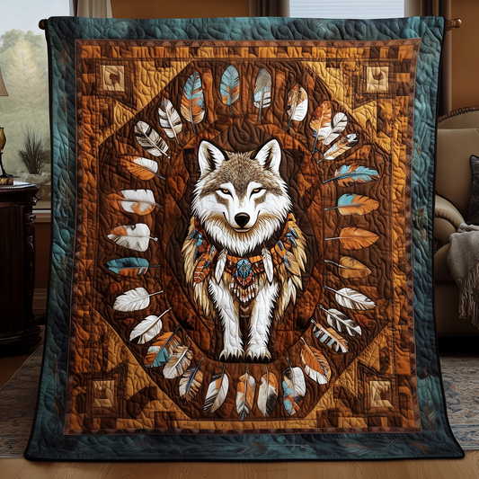 Native Wolf Quilted Blanket GFTOTP2359